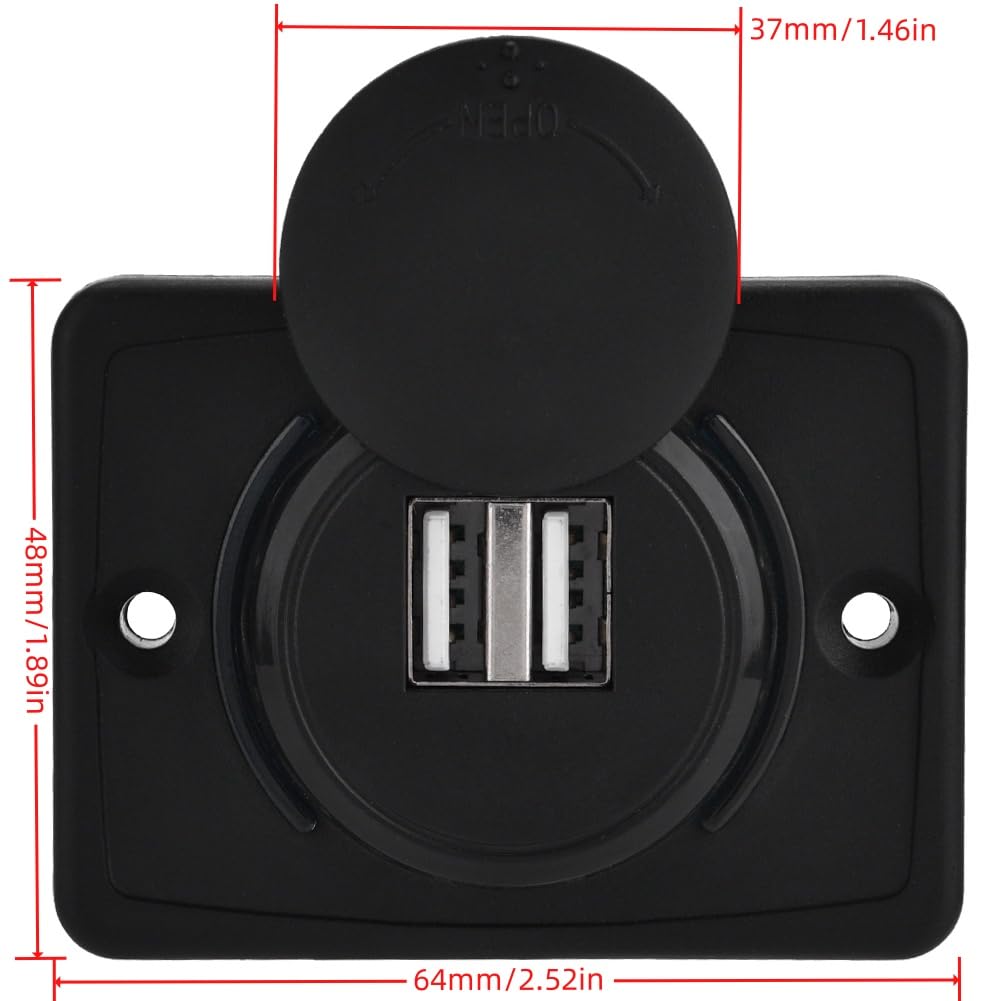 Ładowarka samochodowa USB,Ładowarka USB Moto,Gniazdo Camper USB 12v,3.1A Podwójny samochód Czarny Port USB Wyjście Ładowarka 12V Ładowarka samochodowa
