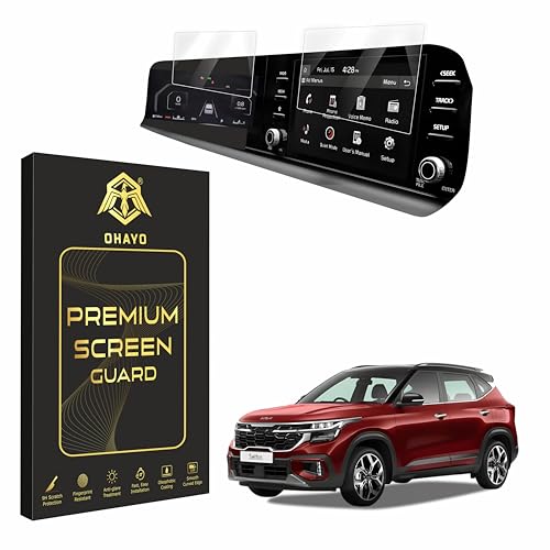 Image of OHAYO Military Strength Screen Protector For KIA SELTOS 2023-2025 9H+ Hardness, Strong Protection, Full Screen Edge-to-Edge Cover, Scratch Resistant, Bubble-Free Install, Ultra HD Clarity,With installation kit