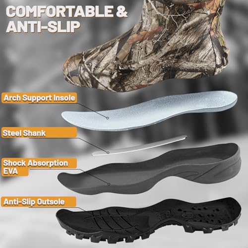 Rubber Hunting Boots for Men with 800g Insulation, Waterproof Insulated 6mm Neoprene Shoes for Outdoor Hunting (Next Camo, Size 6-14)4