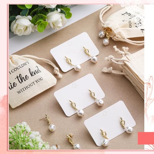 Tondiamo 8 Sets Bridesmaids Gifts Bridesmaid Pearl Jewelry Bridesmaid Knot Pearl Earrings and Linen Cotton Small Drawstring Bags Wedding Bridesmaids Gifts I Couldn't Tie the Knot Without You4