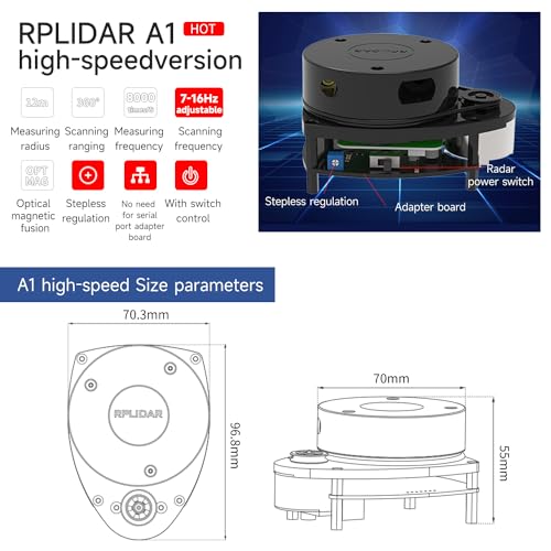Image of Yahboom Silan Lidar Sensor ROS Robot TOF Range Navigation 3D Scanner Laser Measurement Tool RPLIDAR A1 C1 (A1 UP VER)