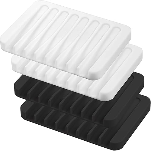 Miniatura 10 de Jaboneras autodrenantes, 3 piezas de silicona para jabón, escurridor de cascada para baño, prolonga la vida útil del jabón, mantiene las barras de