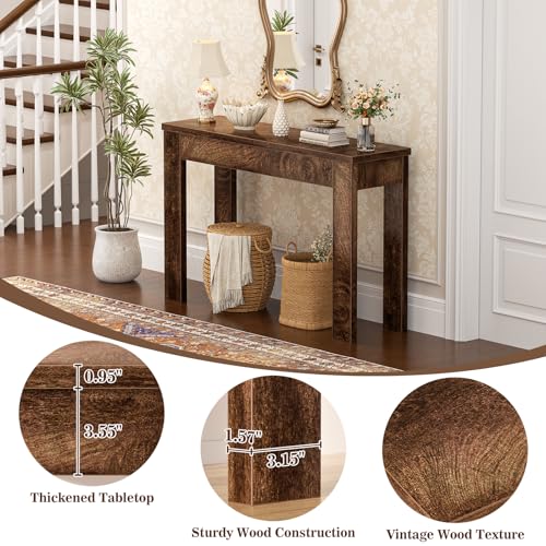 Image of Armocity Console Table, Small Farmhouse Wood Entryway Table, Narrow Sofa Tables Behind Couch, Entry Table for Entrance, Hallway, Living Room, 32 inch, Cracked Oak
