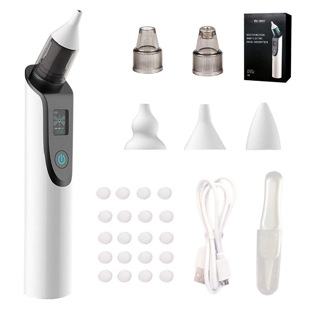 2 in 1 Bambino Aspiratore nasale Elettrico Neonato Neonato per Neonati detergente per Adulti Blackhead rimozione 3 velocità Regolabile 5 Punte sostituibili