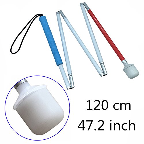 Aluminum mobility folding cane for the blind (folds down 5 sections) (120cm (blue handle)) - Image 3
