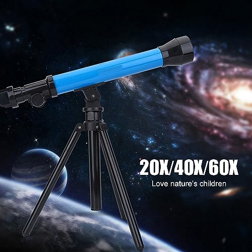 Omquot Telescope Educational Monocular Space Astronomical Toy for Kids with Stand, Portable Beginner 20X 40X 60X Eyepieces Adjustable Angle, Tough ABS Material, Gift For Little Astronomers (Blue) - Image 2