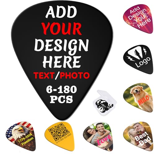 Custom Guitar Picks, Double-Sided Personalized Guitar Picks, 6 Pcs with Photo Text or Name, 0.46mm...