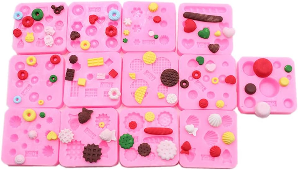 Cestony 13Pes Mini Silicone Molds for DIY Cake Fondant Biscuit Cookies Sugar Pudding Chocolate Hard Candies Dessert Candle Decor