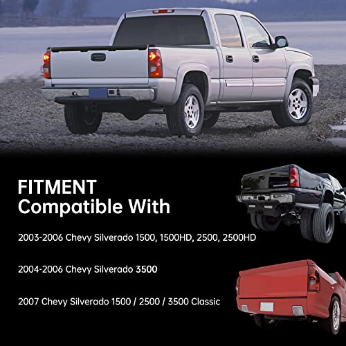 Okymotor Tail Lights Assembly Compatible With 2003-2006 Chevy Silverado Replacement Oe Style Ruby Red Taillights Rear Brake Lamp W/Bulb And Harness Set - Left Driver Side Only #TOP5