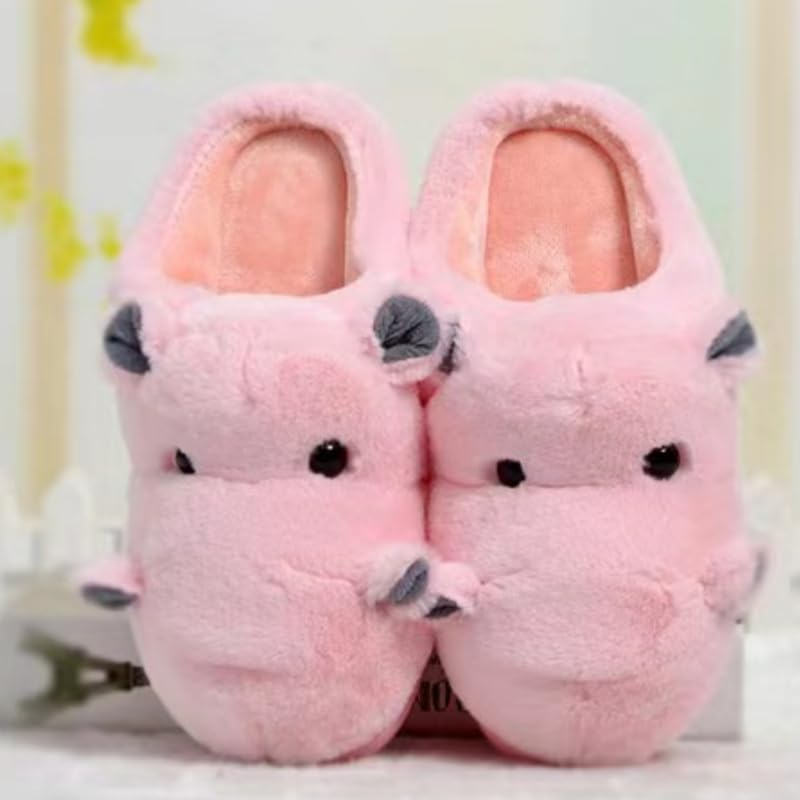 Funny Hippo Plush Slippers for Women Men Soft Comfortable Winter cotton shoes2