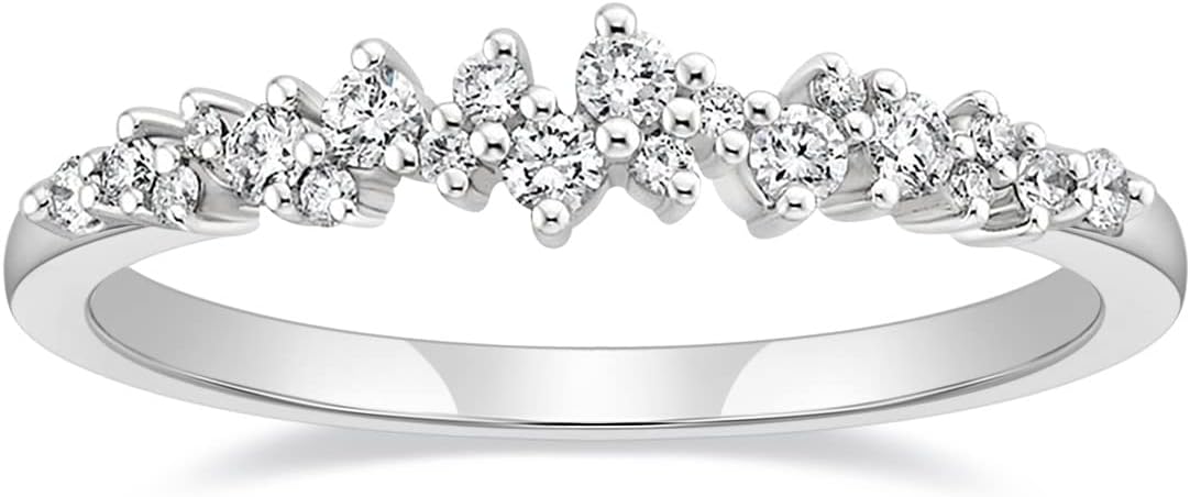 Titaniumcentral Ringen dames zilver 925 goud roségoud voorsteekring smalle eeuwigheidsringen marquise ronde milgrain zirkonia verlovingsring trouwringen partnerringen, Niet-edelmetaal, Zirkonia