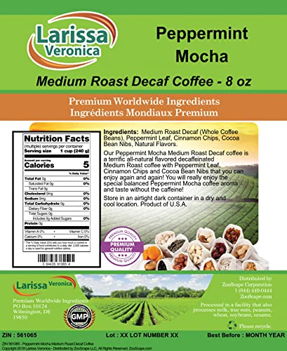 Peppermint Mocha Medium Roast Decaf Coffee grano 8 oz miniatura 2