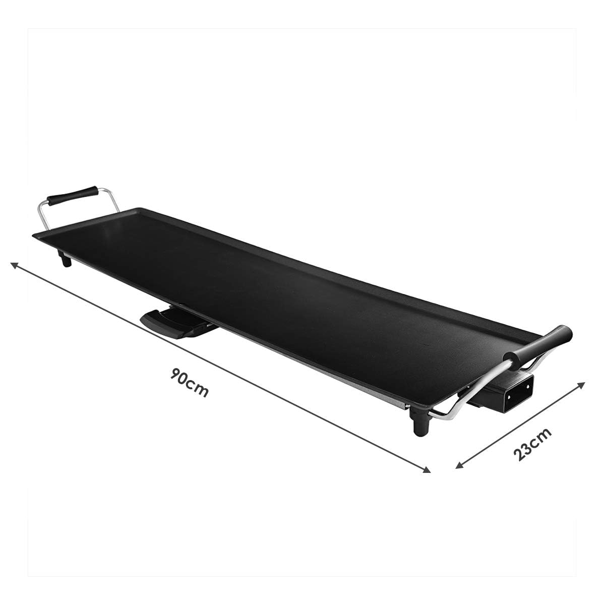 FANTASK Teppanyaki - Barbecue elettrico da 90 x 23 cm, 1800 W, con rivestimento antiaderente, 6 spatole di legno e anello antiaderente, temperatura regolabile