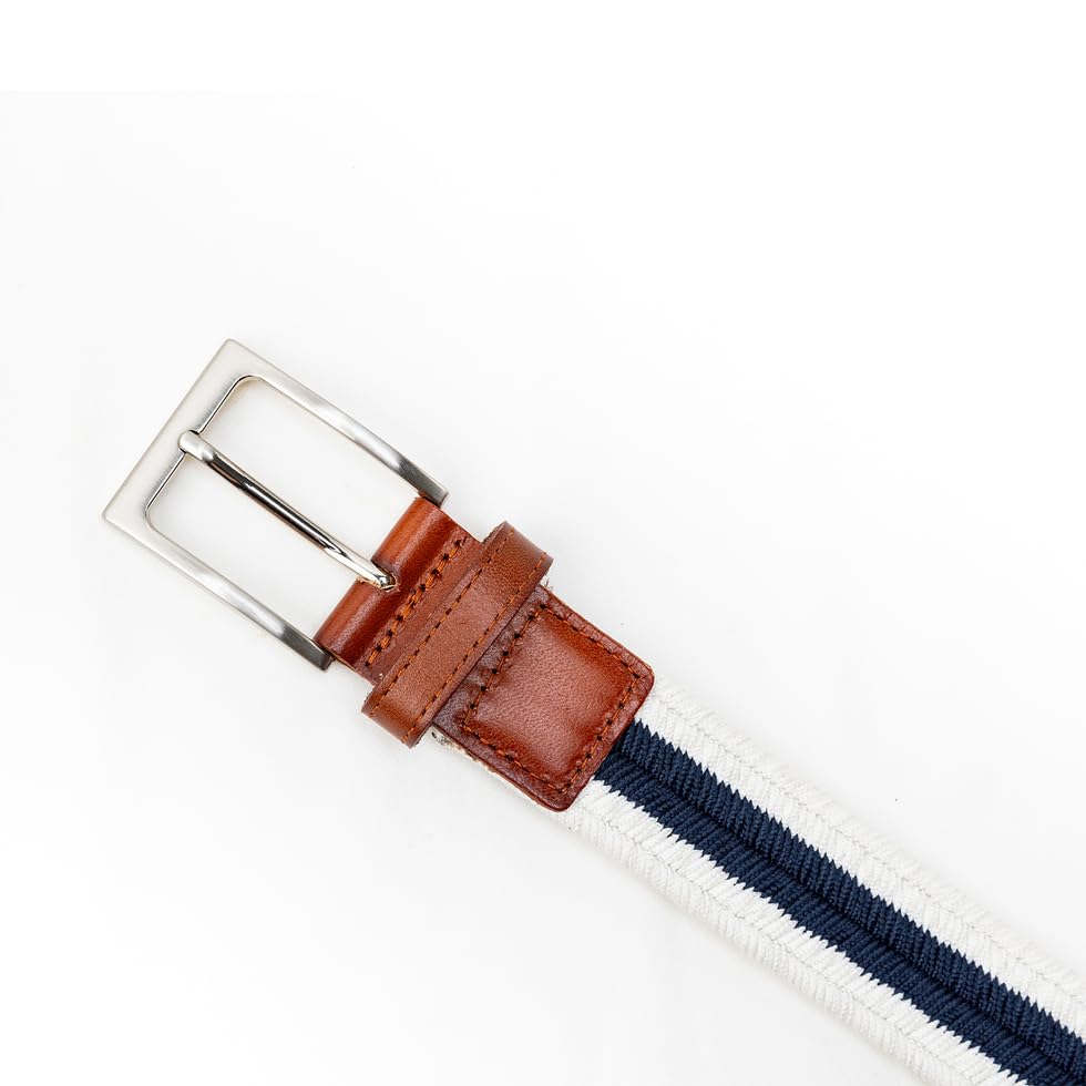 Men's Woven Elastic Braided Stretch Golf Belt for Jeans Casual Pants Shorts - Multicolored 1.35"3