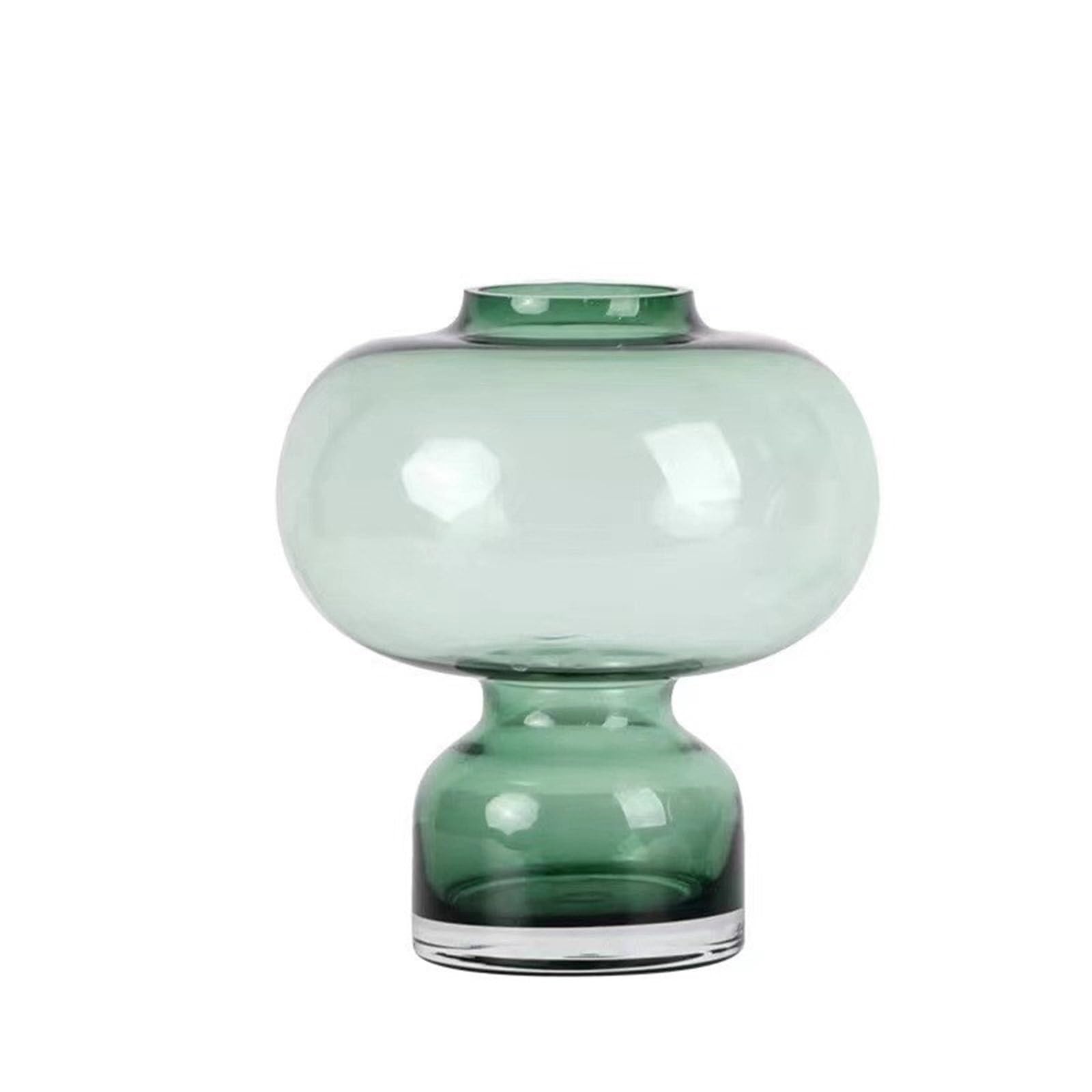 Glass Vase Round Gourd Floral Hydroponic Flower Pot Geometric Circle Home Decoration Accessories Vases Pots For Living Room, Office, Wedding(Green-S)