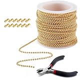 Cadenas de cuentas de acero inoxidable de 10 m con 50 conectores a juego, cuentas y alicates de 2,4 mm de diámetro, accesorios de fabricación de joyas para manualidades, cortinas, etiquetas de tirar