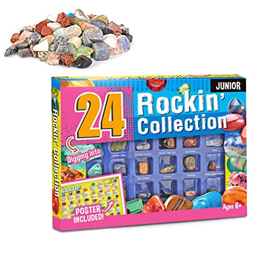 Georgie Porgy Rocks Collection Gem Mineral Amethyst Excavation Toy Science Set Regalo de cumpleaños para niños Niños Niñas 6 7 8 9 años (24 Piezas) Cover