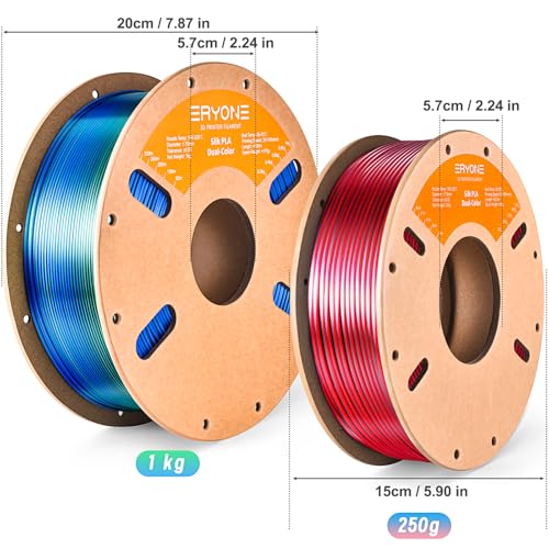 Image of ERYONE PLA Filament 3D Printer Filament Multicolor 1.75mm + /- 0.03mm, PLA Filament 250g Spool, Silk Dual Color Black Red