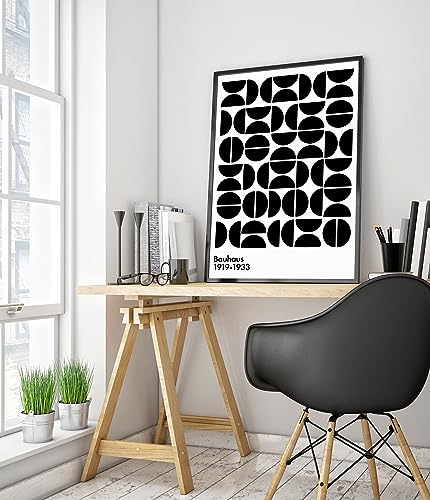 Black Semi-Circles Poster, Bauhaus Print, Framed Abstract Art, Mid-Century Wall Art, Modern Home Decor, Gift Idea - Image 2