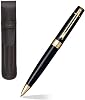 Sheaffer 300 Glossy black with Gold Trim Pen and Leather Pouch Gift Set (Fountain Pen, Medium Nib)