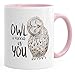 Produktbild MoonWorks Kaffee-Tasse Eule Owl I need is you Liebe Spruch Geschenk Valentinstag Weihnachten Ehe Partnerschaft rosa unisize