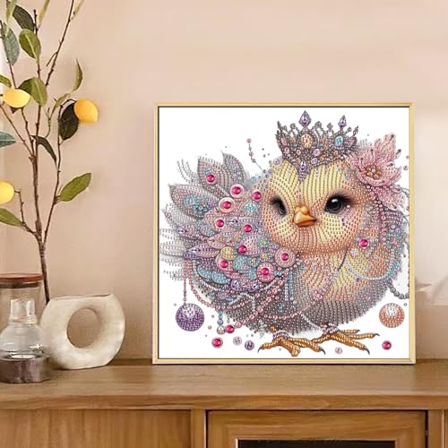 Image of AiYuanzsh Honored Chicken Diamond Art Kits for Adults, 5D Special Shape Diamond Art Kits for Beginners, Crystal Rhinestones Diamond Painting for Home Wall Decoration Gift 12x12inch