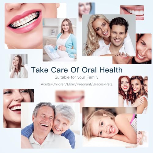 travel-ready 300ml cordless water flosser for teeth  ipx7 waterproof 4 pressure modes amp 2000mah battery for deep cleaning at home or on-the-go blue amp white