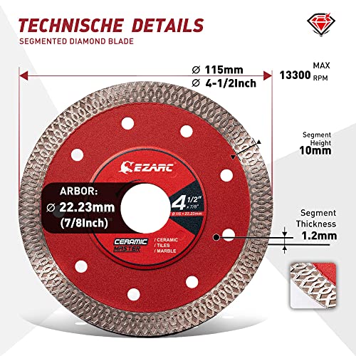 Ezarc 80761153 4-1/2 Inch Super Thin Diamond Blade, Diamond Saw Blades For Angle Grinder, 4.5 Inch Tile Blade For Smooth Cutting Porcelain Ceramic Granite Marble Tile  thumb #3
