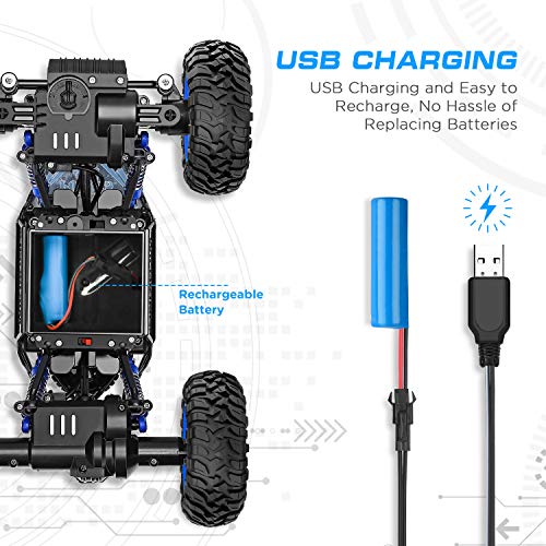 YEZI RC Car 1:18 Large Scale, 2.4Ghz All Terrain Waterproof Remote Control Truck with 2 Batteries,4x4 Electric Rapidly Off Road Car for, Remote Control Car for Kids Boys and Adults - Thumbnail 5