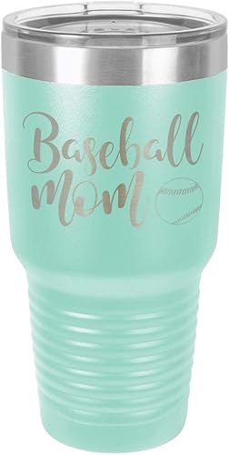 BASEBALL MOM TEAL Vaso de bebida de 30 oz con pajita  Taza de viaje grabada con láser con citas divertidas  Comparar con Yeti Rambler  Idea de