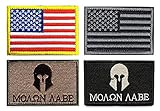 Military Tactical Patch, Antrix 6 Pack American USA Flag Punisher Molon Labe Symbol Embroidered Tactical Morale Tags Military Patches