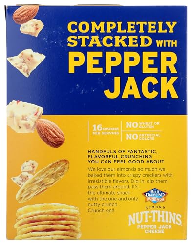 Image of Blue Diamond Almonds Nut Thins Cracker Crisps, Pepper Jack Cheese, 4.25 Ounce