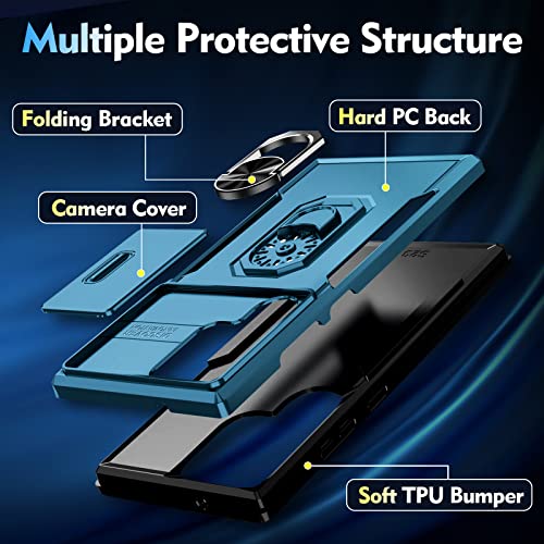 For Samsung Galaxy S23 Ultra Case With Slide Camera Cover Military Drop Protection Cases Ring Kickstand Magnetic Car Mount Heavy Duty Shockproof Bumper Phone Case For Galaxy S23 Ultra 5G 6.8 Inch #TOP1