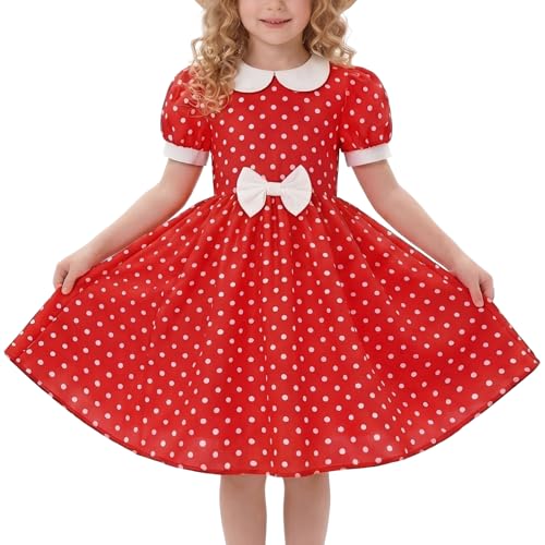 Vestido de fiesta para niñas de 4 a 9 años con cuello de solapa retro