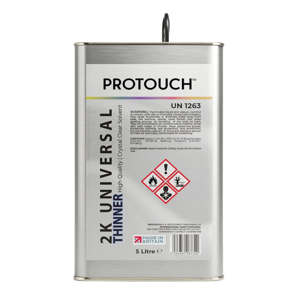 Protouch 2K Universal Thinner, Professional-Grade Paint Solvent, Crystal Clear, 5 Litre, Made in Britain, for 2-Component Coatings