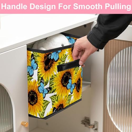 Cube de rangement pliable avec poignées et structure en tissu rigide - 7