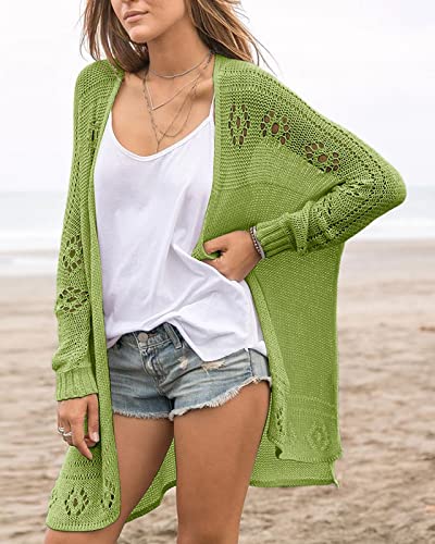 Image of Misassy Womens Open Front Knit Sheer Cardigans Summer Boho Lightweight Long Sleeve Kimono Long Sweater