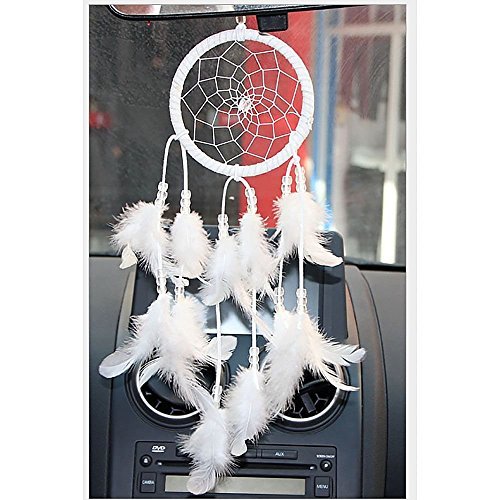 Exsiveme Handmade Dream Catcher Net With feathers Wall Hanging Decorations 1 Piece White