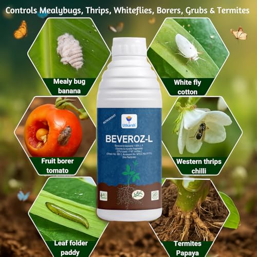 Image of Utkarsh Beauveria Bassiana 1 x 10^8 CFU /ml min. | Western Flower Thrips, Liquid Fungicides for Plants, Home Garden | Beveroz-L (1 Liter; Pack of 1)