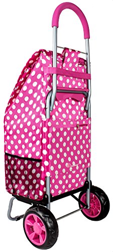 Image of dbest products Trolley Dolly Shopping Grocery Foldable Cart Storage Mom, Pink Polka Dot