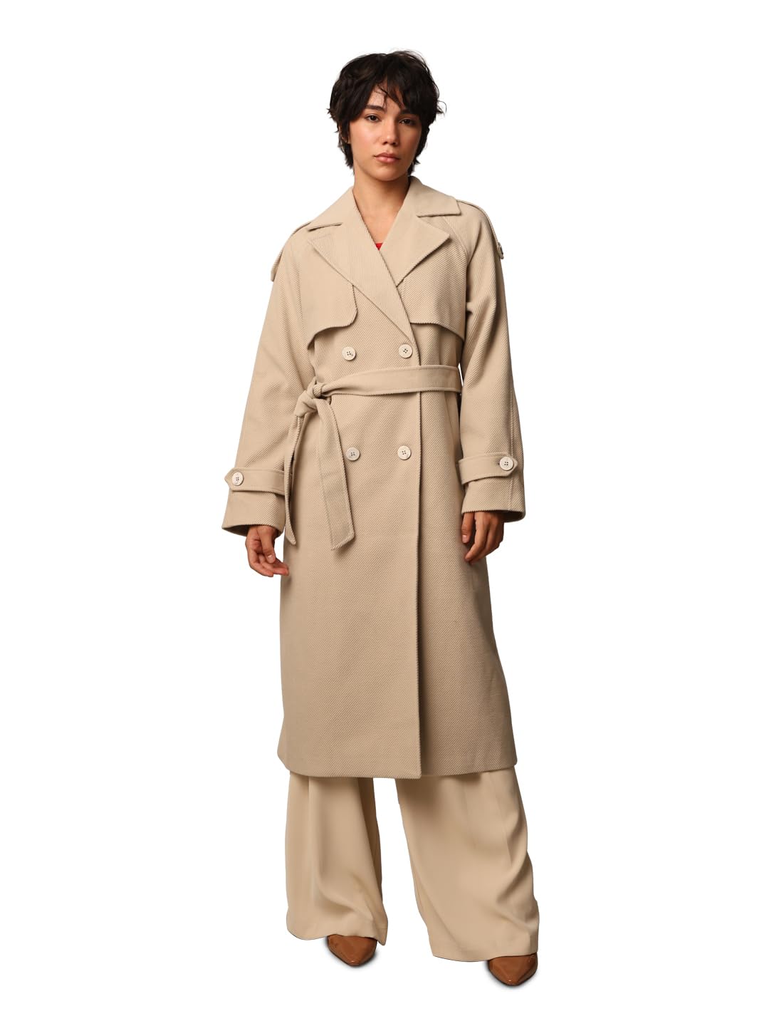 only Women's Polyester Blend Long Trench Coat-picture-54