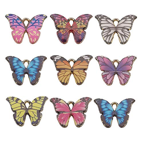 24pcs Enamel Butterfly Pendant Charms for Jewelry Making Bracelet Necklace Earring HM488 - Thumbnail 2