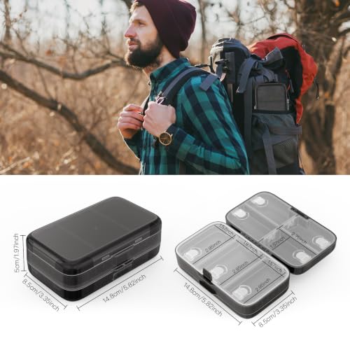 Image of FYY Travel Pill Organizer, Large Weekly Medicine Pill Organizer-Black