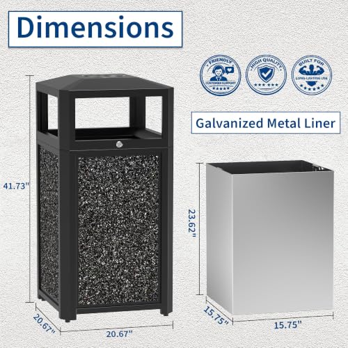 Image of Commercial Trash Can,Heavy Duty Brushed Finish Garbage Bin, Fingerprint-Resistant Large Indoor Outdoor Trash Can for Office, Hotel Lobby, Conference Hall (40-Gallon-Black)
