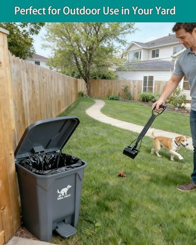 Image of Large Dog Poop Trash Can Outdoor 20L / 5.3 Gallon with Foldable Pooper Scooper - Waterproof Pet Waste Station Set, Foot Pedal, Inner Bucket & 100 Bags for Backyard