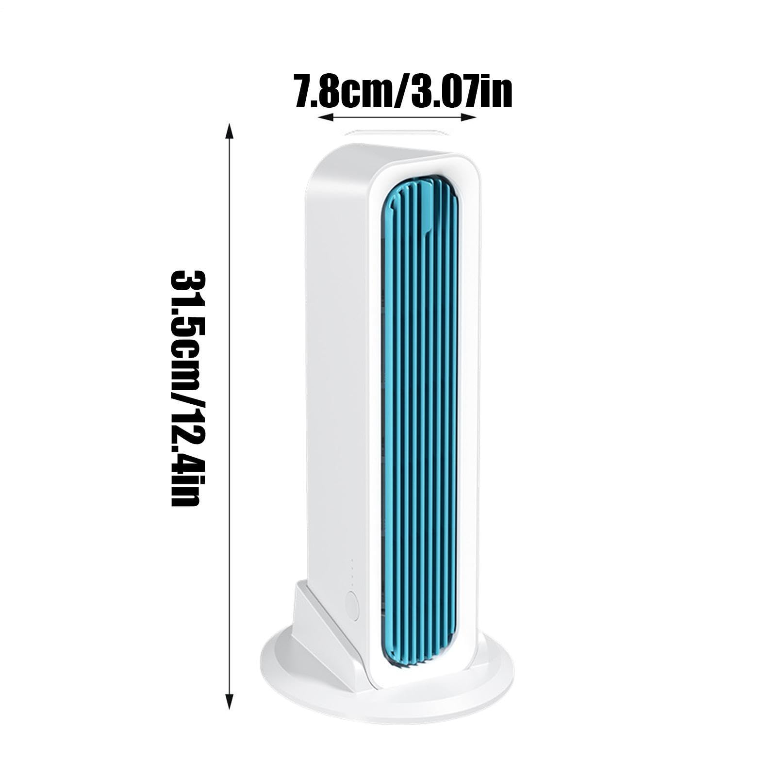 Ventilatore a Torre Senza Pale Ricaricabile, Mini Ventilatore da Tavolo Silenzioso con Telecomando, 3 Velocità, Oscillante Portatile USB per Scrivania, Camera e Ufficio