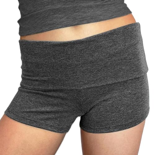 Image of KMBANGI Womens Fold Over Shorts Elastic Waist Y2k Lounge Shorts Foldover Cute Pajama Micro Bottoms Mini Shorts Sleepwear