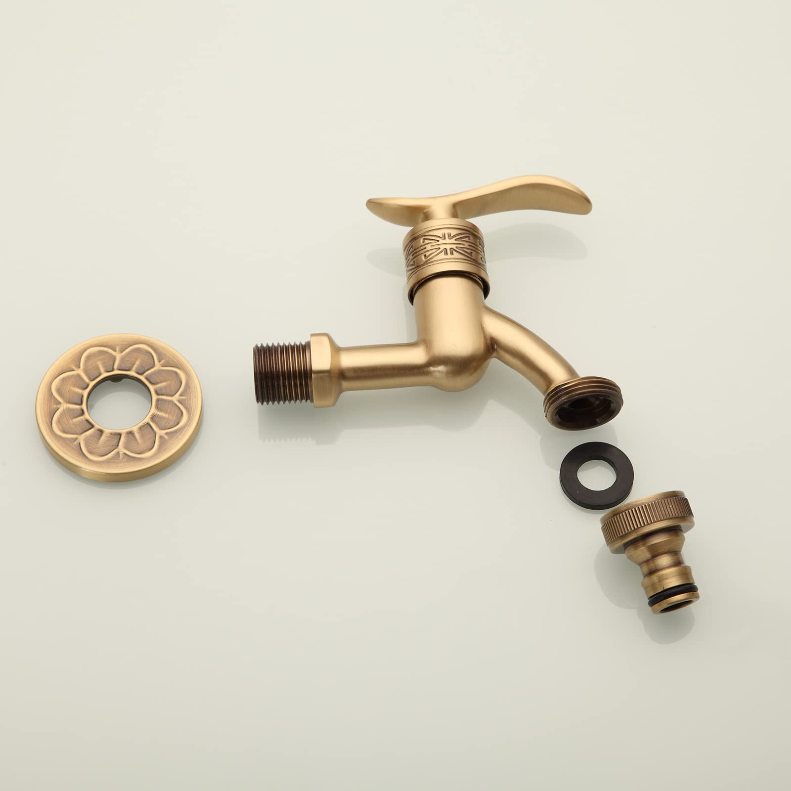Rubinetto da parete retrò in ottone per lavatrice, spazzolone per piscina, giardino.