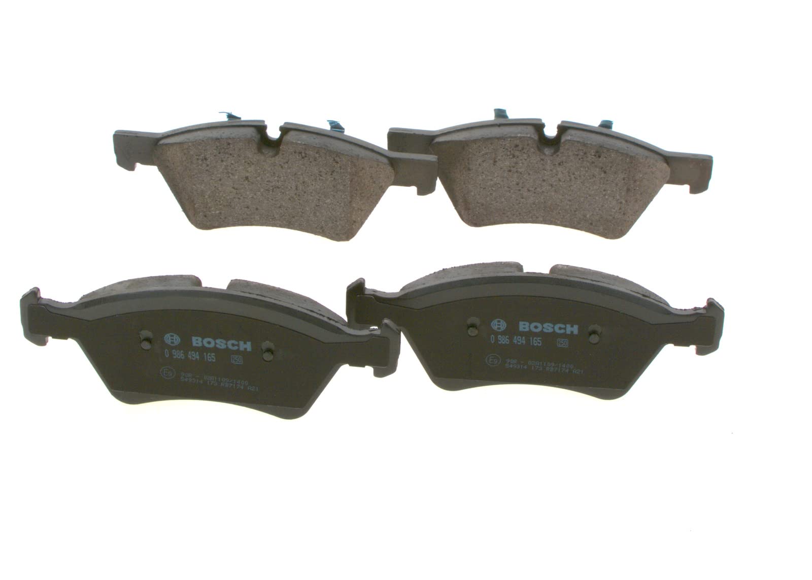BOSCH Bremsbelagsatz, Scheibenbremse 0986494165 | Bosch Calidad: reducción de ruido y polvo, certificado ECE-R90, sin cobre