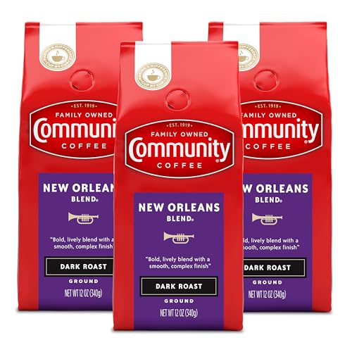 Image of Community Coffee New Orleans Blend, Special Dark Roast Ground Coffee, 12 Ounce Bag (Pack of 3)